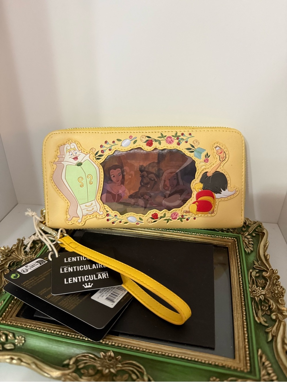 Loungefly Yellow Beauty and the Beast Lenticular Wristlet Wallet
